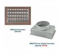 Griglia Bocchetta 22x15cm BRONZO Diam.120mm con Adattatore per Camino