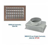 Griglia Bocchetta 22x15cm BRONZO Diam.120mm con Adattatore per Camino