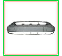 Griglia Centrale Paraurti Nera Goffrata Con Cornice Cromata-Con Tappo Gancio For