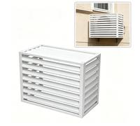 Griglia copertura climatizzatore esterno con tetto a lamelle, struttura solida anti vento, protegge da pioggia e foglie, non ostacola flusso d'aria per balcone e giardino1.5HP(Bianco,100×50×70cm)