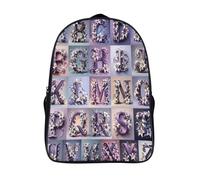 griglia criminale tracolla regolabile zaini leggeri 2 scomparto lettere floreali stampato zainetto 3d impermeabile traspirante zaino per scuola-16,perfetto per adulti unisex per escursionismo