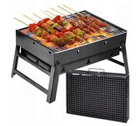 GRIGLIA DA CAMPEGGIO BBQ GIARDINO PIEGHEVOLE PORTATILE A CARBONE VALIGETTA