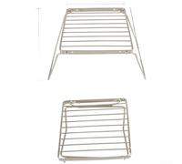 Griglia da campeggio in acciaio inox, portatile, pieghevole, regolabile, supporto per cottura all'aperto, escursionismo, barbecue, supporto stabile per pentole pesanti, argento (S)