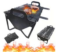 Griglia da campeggio per falò, piccola griglia portatile pieghevole a carbone, braciere resistente, per cucinare all'aperto, falò, patio, cortile (40 x 22 x 12 cm)