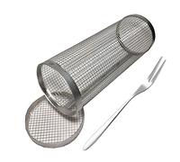 Griglia da cucina a cestello, griglia rotonda per barbecue, griglia per verdure in rete metallica per grigliare verdure, polpette, frutta, ali di pollo e accessori da cucina all'aperto