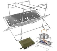 Griglia da Esterno,Rack Pieghevole Accampagno Inox per Falò | Base da Patio per Fuoco Barbecue Esterno