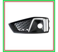 Griglia Destra Nera Paraurti Anteriore-Con Sede Fendi-Con Modanatura Argento Aud