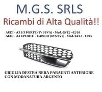 GRIGLIA DESTRA PARAURTI NERA MODANATURA ARGENTO AUDI A3 8V1 8VA(2012/2016)