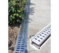 Griglia di drenaggio da giardino, 60 cm, canale di scarico rimovibile per la gestione dell'acqua piovana e delle acque piovane, include filtri (1 confezione, 60 x 10 x 6 cm)