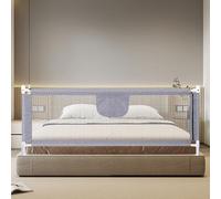 Griglia di protezione per letto da 150/180/200cm, altezza regolabile, griglia di protezione per letto per bambini, con rete ariosa, sicura, facile da montare, 1,8 m-grigio