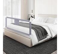 Griglia di protezione per letto da 150/180/200cm, altezza regolabile, griglia di protezione per letto per bambini, con rete ariosa, sicura, facile da montare, 1,8 m-grigio