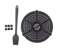 Griglia di Ricambio per Friggitrice Ad Aria da 16 Cm Padella per Friggitrice in Acciaio Inossidabile con Spazzola per Olio per, Rotonda, Lavabile in Lavastoviglie