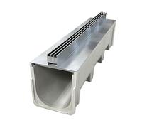 Griglia di scarico in acciaio inox, copertura di scarico stretta in resina, scarico da trincea per esterni con uscita laterale, grondaia a pavimento a 3 fessure per ponte 16 cm x 15 cm