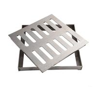 Griglia di scarico in acciaio inox resistente con finitura antiscivolo per strade comunali, scuole e piazze (200 x 200 x 30 x 3 mm)