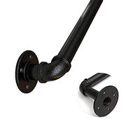 Griglia Di Sicurezza - Kit Completo. Scale Industrialihiere Afferrare la Barra Di Sicurezza Bracciolo Anziani Disabili Banister, Parete Montato Ferrovia Rustico Nero Tubo Di Metallo Rotondo/90Cm