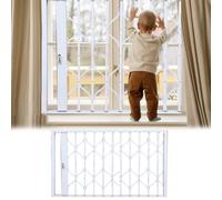 Griglia di sicurezza per bambini, resistente agli uragani, in alluminio, pieghevole, con serre, colore bianco, con serrature (100 cm x 110 cm)