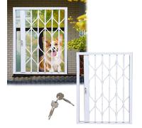 Griglia di sicurezza regolabile per gatti e cani, con serratura, protezione da rottura, espandibile, per finestre scorrevoli, barriera di sicurezza pieghevole in alluminio (100 x 150 cm)