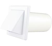 Griglia di ventilazione a gravità, griglia da parete, barriera di protezione dagli agenti atmosferici con flangia, diametro 100 mm, con coperchio a chiusura automatica, plastica ASA di alta qualità,
