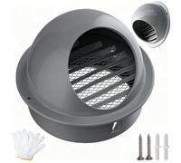 Griglia di Ventilazione a Sfera, 100mm Griglia Aerazione Tonda in Acciaio Inossidabile, 70 120 150 180 200mm Coperchio di sfiato con Maglia Fine per Ufficio Cucina Bagno, Grigo(180mm/7in)