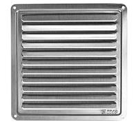 Griglia di ventilazione in acciaio inox, 155 x 155 mm, griglia di scarico, griglia a fessura, griglia a lamelle