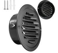 Griglia di Ventilazione in Acciaio Inox, Griglia Aerazione Tonda, Copertura di Ventilazione per Presa d'Aria Muro, per Cucina, Bagno, Parete Cappa D'aria, Protezione Meteo(Black,180 mm/7in)