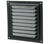 Griglia di ventilazione in metallo, 150 x 150 mm, beige, marrone, grigio, nero, con rete di ventilazione per insetti, griglia di scarico/ventilazione (nero)