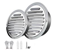 Griglia Di Ventilazione Inox In Acciaio Presa D'Aria Rotonda A Parete Griglia Aerazione Tonda Da Incasso Con Rete Per Insetti Per Garage Bagno Cucina Ventilatori(200mm/7.9in)