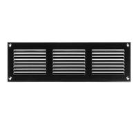 Griglia di ventilazione nera con griglia per insetti, 300 x 100 mm, per riscaldamento e ventilazione, per interni ed esterni, senza viti