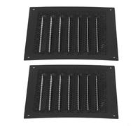 Griglia di ventilazione quadrata, 150 x 150 mm, in acciaio inox, con rete, per soffitto o parete, per copertura del condotto HVAC, nera o bianca (2 pezzi, nero)