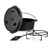 Klarstein Guernsey - Premium dutch oven 12.0, pentola per BBQ, ghisa, pretrattata, misura XL/12 qt