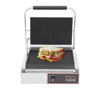 Griglia elettrica a contatto 2200 W, 43 × 37 × 19 cm, 50 - 300 °C, display a LED, controllo timer, panini elettrici per ristoranti alberghi, caffetterie