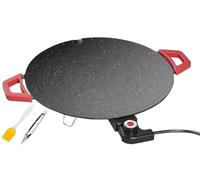 Griglia Elettrica Antiaderente For Interni, Piastra Rotonda Multifunzionale Senza Fumo Con Controllo Della Temperatura For Bistecche, Pancake, Barbecue, Include Una Spazzola(11.81in)