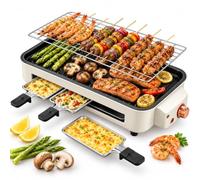 Griglia Elettrica da Interno 2 in 1, 1500W, Controllo della Temperatura | Barbecue coreano, piastra e griglia, padelle a tre formaggi