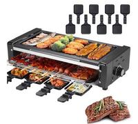Griglia Elettrica, Griglia In Pietra Naturale Antiaderente E Piastra For Griglia, Con Piastra Antiaderente E 8 Padelle, Piastra For Barbecue Portatile Staccabile Senza Fumo Da 1500 W For Interni