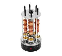 Griglia Elettrica Verticale 1000W 6 Spiedini Automatica per Kebab/Carne | Acciaio 304 antiruggine | Quasi zero fumo | Rotazione automatica 360° | Riscaldamento 400-500°C | Maniglie termoisolanti