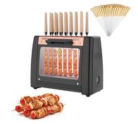 Griglia Elettrica Verticale 1200W, Barbecue Kebab Senza Fumo con Girarrosto Automatico, 32 Spiedi in Acciaio Inox