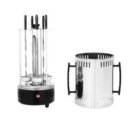 Griglia elettrica verticale da 1000 W 500 ℃ Griglia per shashlik Girarrosto per pollo Gyros Kebab, girarrosto, griglia elettrica, barbecue, griglia da tavolo in acciaio inossidabile con 5 spiedini