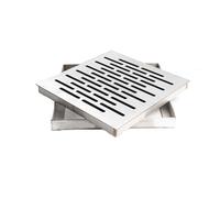Griglia fognaria quadrata in acciaio inox, 250 x 250 mm, con telaio, soluzione di drenaggio dell'acqua piovana spessa 2 mm e griglia antiruggine per uso esterno