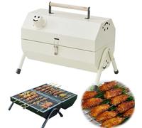 Griglia for barbecue a carbonella portatile, mini barbecue a carbonella multifunzionale, piccola griglia for barbecue da tavolo for cucinare all'aperto in casa, feste, picnic, campeggio(White)