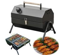 Griglia for barbecue a carbonella portatile, mini barbecue a carbonella multifunzionale, piccola griglia for barbecue da tavolo for cucinare all'aperto in casa, feste, picnic, campeggio(Black)