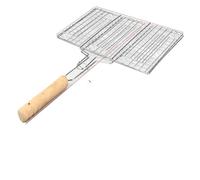 Griglia for barbecue pieghevole in acciaio inossidabile 304 for uso alimentare con manico in legno, compatibile griglia for hamburger di pesce, a rete, accessori for(33X21CM Square)