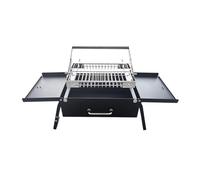 Griglia for barbecue portatile a carbonella in acciaio inossidabile pieghevole for esterni girevole a 360° con cestello ribaltabile