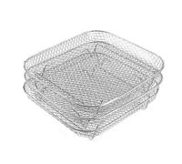 Griglia for friggitrice ad aria, set da 3, griglia for essiccatore impilabile multistrato in acciaio inossidabile, accessori for friggitrice ad aria, cestello for cottura a vapore del forno(Square)
