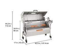 Griglia girarrosto in acciaio inossidabile/Con copertura con cappuccio parabrezza, griglia allo spiedo a carbone di maiale intero agnello capra for barbecue Attrezzi da giardino(With Hooded Cover)