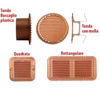 GRIGLIA DI AERAZIONE IN RAME CON ZANCHE Ø mm. 180 per fori mm. 120-160