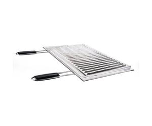 Griglia in acciaio Inox, 60 x 40 cm, manici in plastica, colore: nero