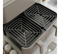 Griglia in acciaio inox per crispi per friggitrice ad aria, set da 2 pezzi | Set di 2 pezzi, adatto per Crispi Pro, FN101, AS101, tenuta sicura, non scivola nel contenitore