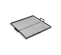 Griglia in Acciaio Naturale 50x50 cm per Braciere da 70 cm - Spessore Barre 5mm, Manici Integrati, Prodotto Artigianale Europeo