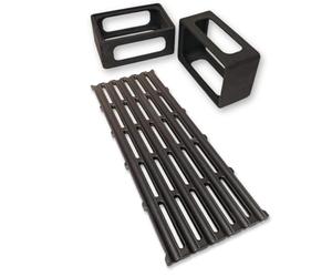 Griglia in Ghisa 48x17cm + Coppia supporti BBQ Blocks | Cottura uniforme e professionale | Reversibile | Doppia smaltatura Black di LUNAWAY | Sistema modulare per barbecue lineari