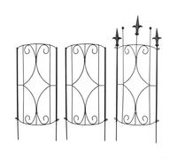 Griglia in metallo per piante rampicanti e in vaso, griglia in acciaio con design a forma di curva, montaggio regolabile per uso interno ed esterno in giardino (nero)